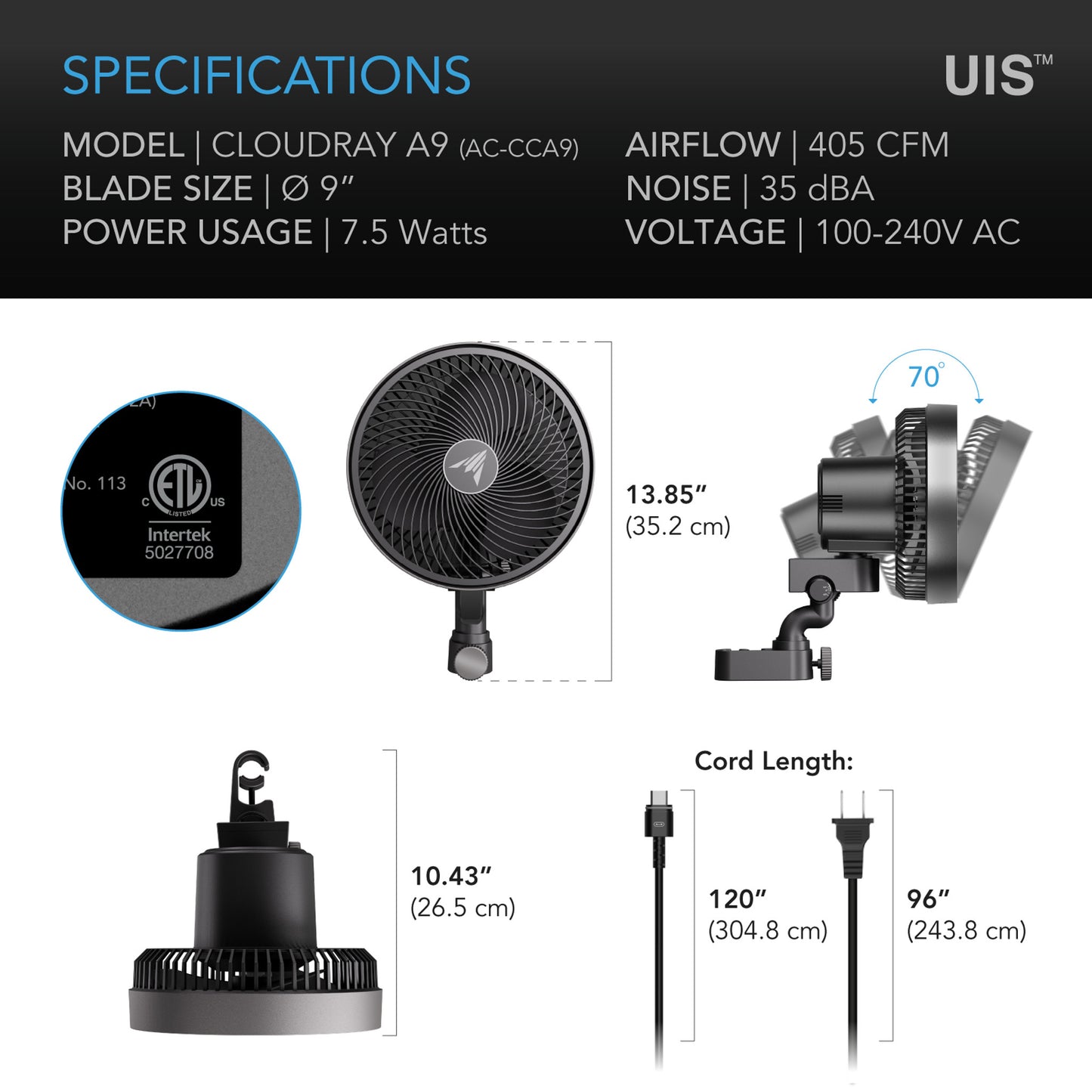 AC Infinity CLOUDRAY A9