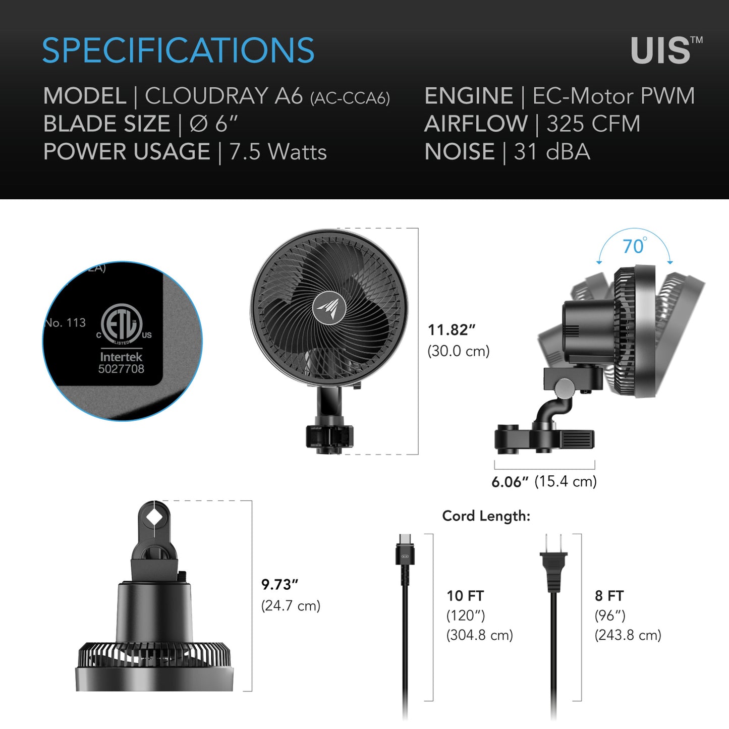 AC Infinity CLOUDRAY A6