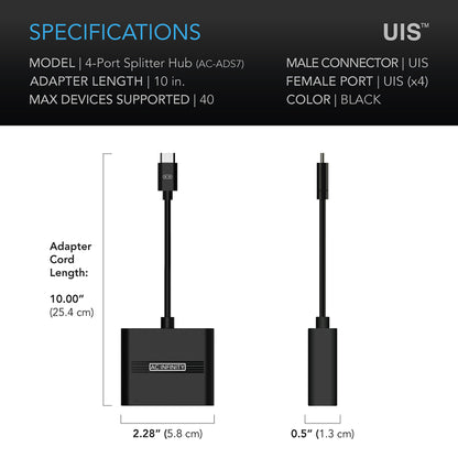 AC Infinity UIS Splitter Hub 4-Port, Adapter Dongle